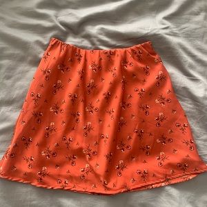 hollister orange floral flowy skirt